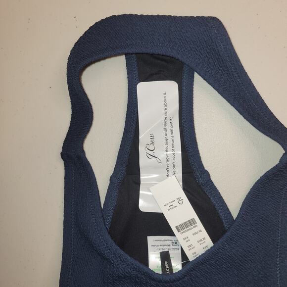 J Crew Bikini Bottom Textured curved-waist cheeky Size XS Blue BC050 - Picture 5 of 6